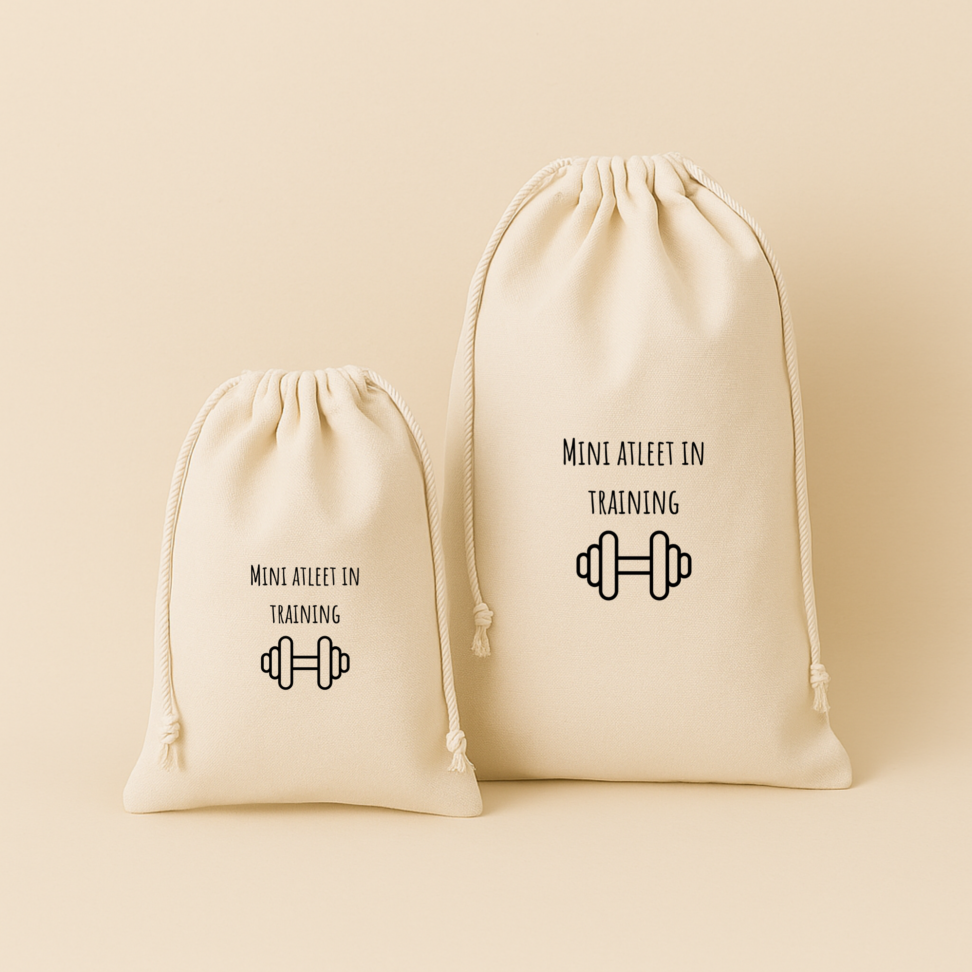 Gym- en zwemtas / Bewaarzak – speels & uniek (lettertype Amatic SC)