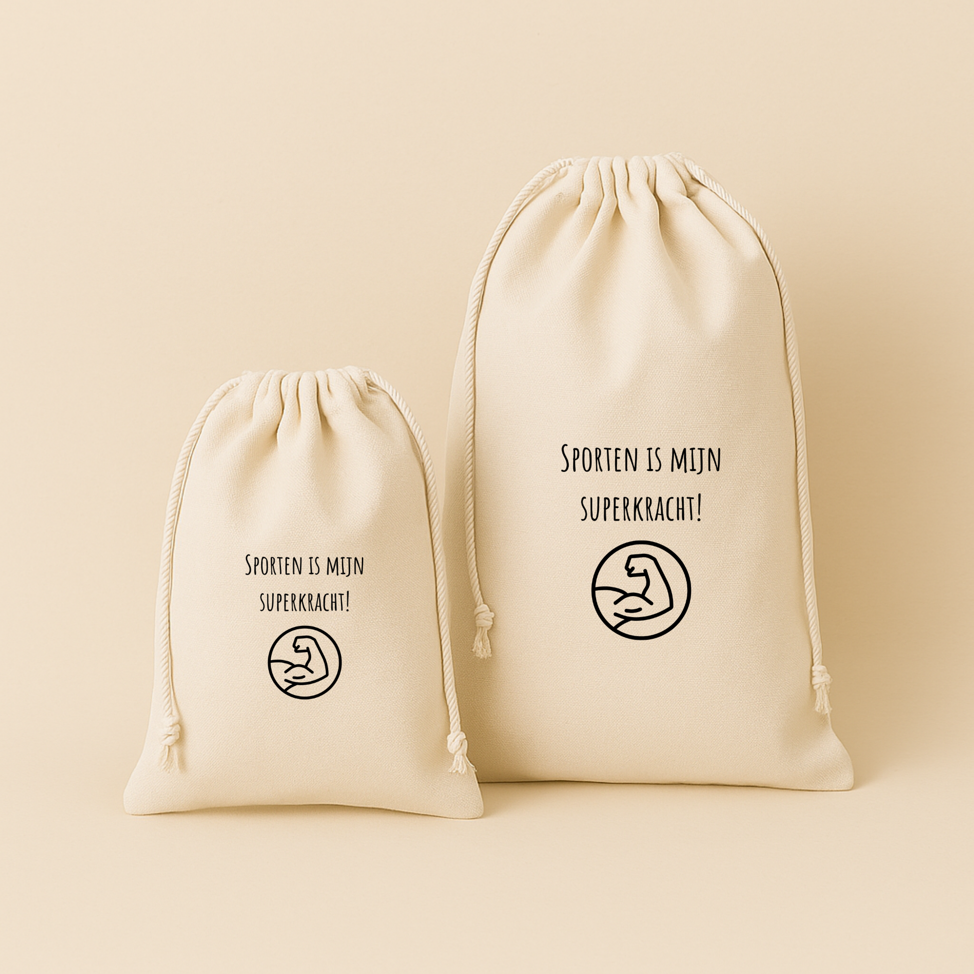 Gym- en zwemtas / Bewaarzak – speels & uniek (lettertype Amatic SC)